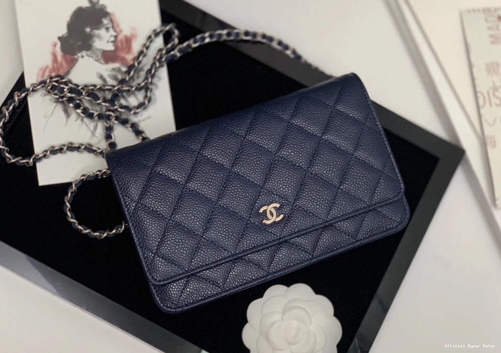 Hyper Peter WALLET HARDWARE WITH SILVER CHANEL CHAIN CAVIAR 0712